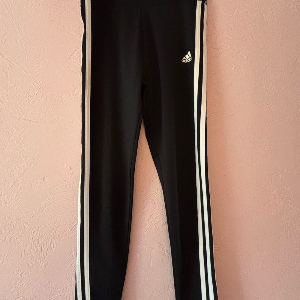 Adidas Kids Black Joggers with White Stripes
